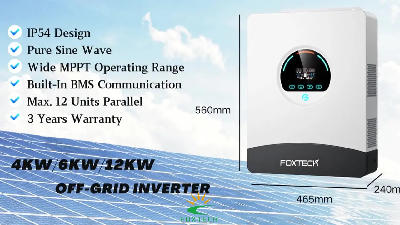Foxtech 4KW Solar Power Inverter - Industry-Specific DC/AC, 99% Efficiency 1