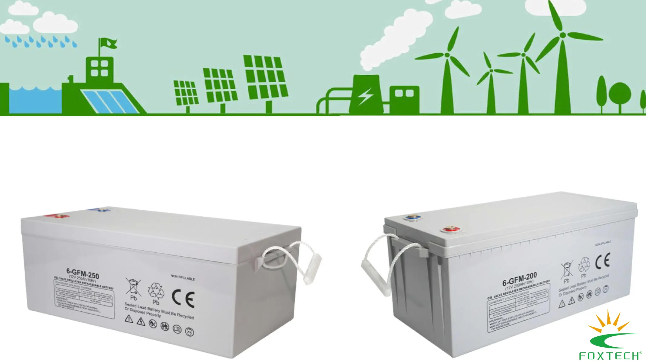 Foxtech Solar Deep Cycle Gel Battery: High Performance Lead Acid Battery for Various Applications 1