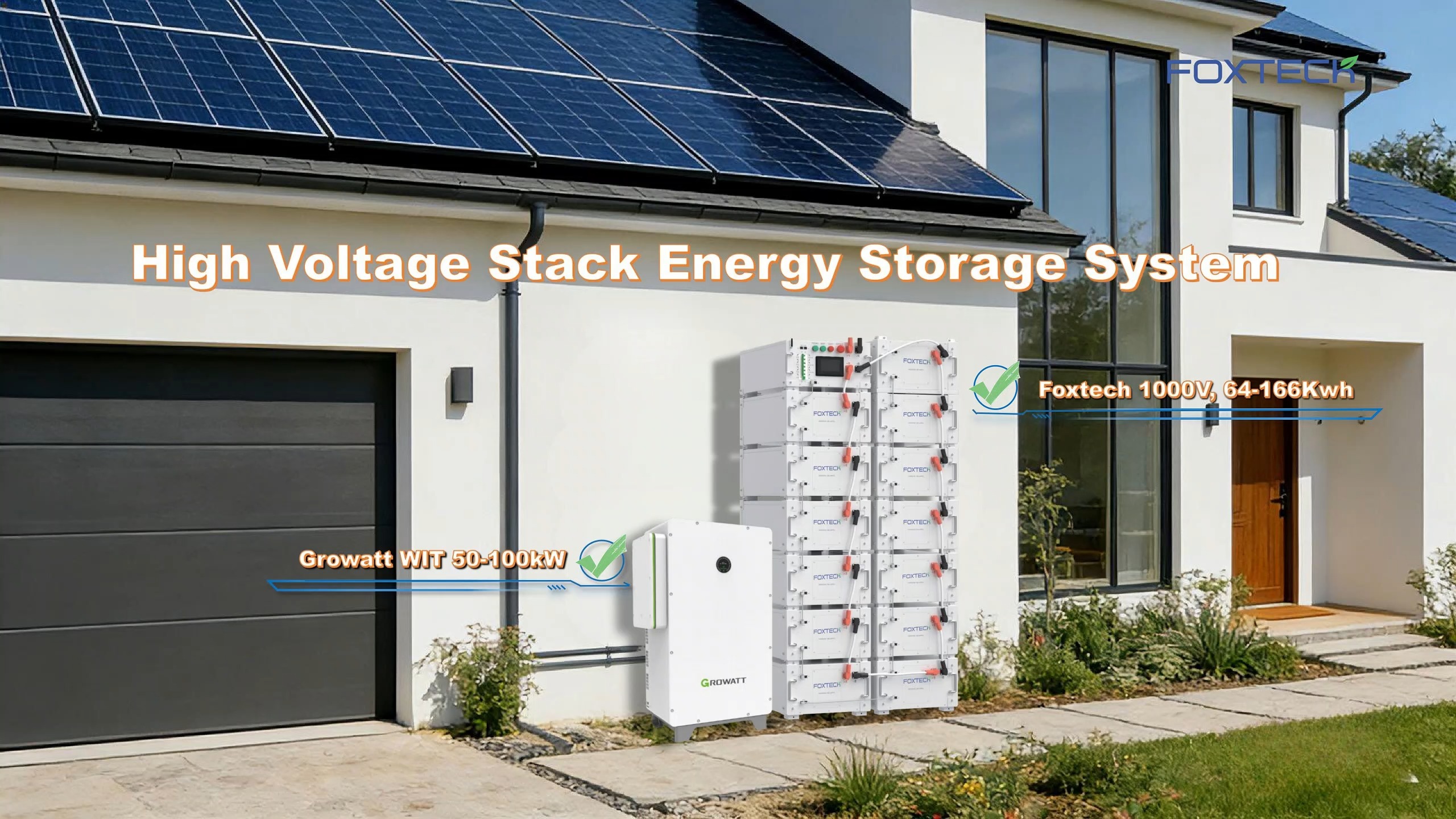 Foxtech 64-166.4kWh 1000V Mataas na Boltahe na Stackable Residential Battery System A-Grade LiFePO4 na Baterya para sa bahay 1