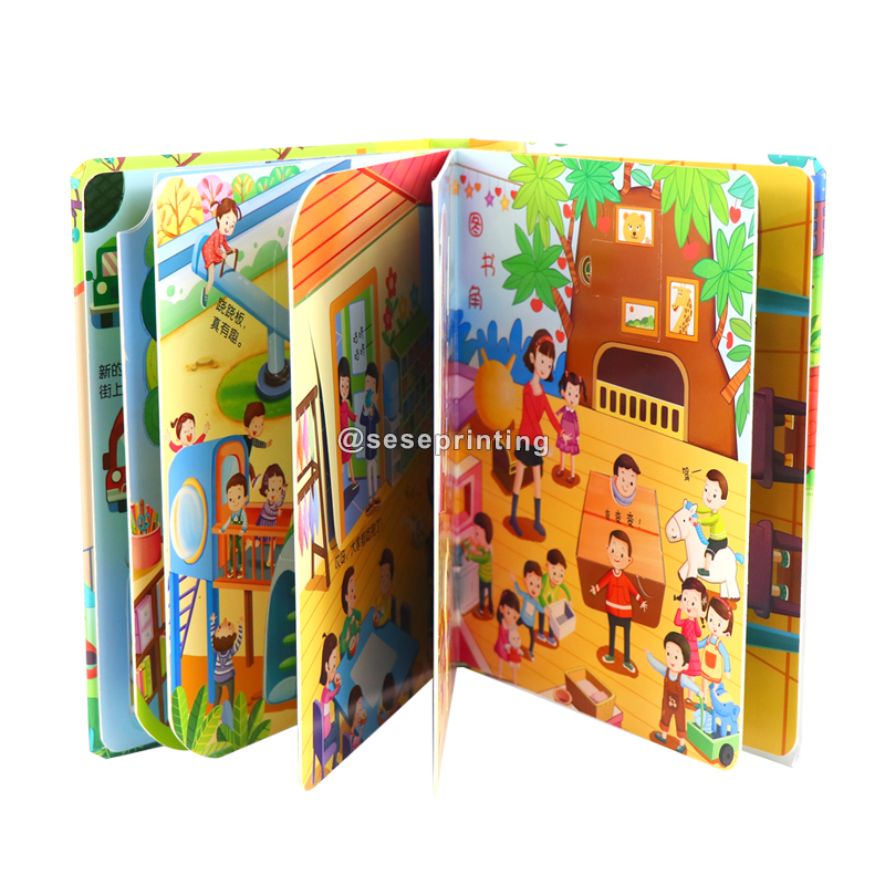 Custom Kids Board Book Print Children Cardboard Lift Flap Book 6