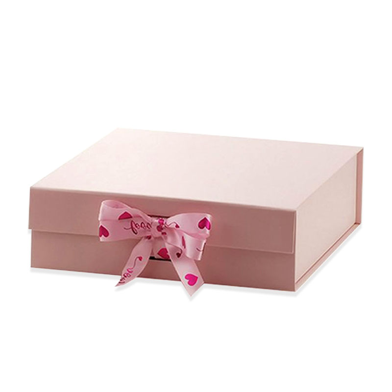 A5 Square Pink Magnetic Gift Box with Ribbon 6