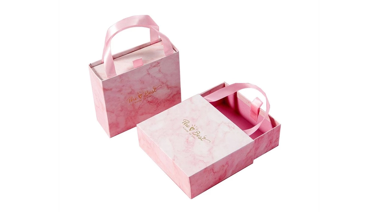 Pink Paper Marble Clothes or candy Packaging Baby Gift Box 1
