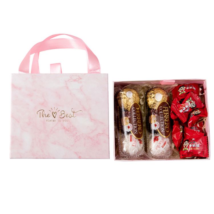 Pink Paper Marble Clothes or candy Packaging Baby Gift Box 6