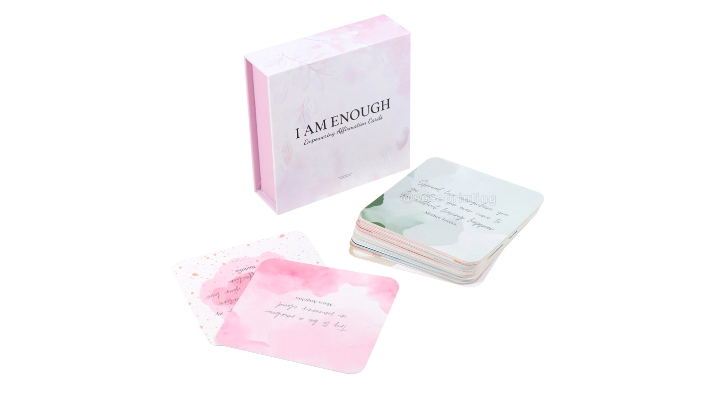 Custom Size Design Mental Health Card Positive Self Phrases Relaxation Affirmation Cards with Box 1