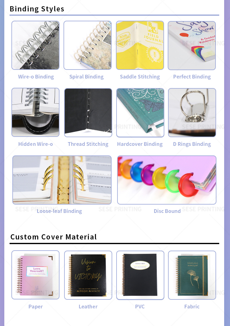 Custom Printing Spiral Notebook Yearly Weekly Daily Planners Organizer 7