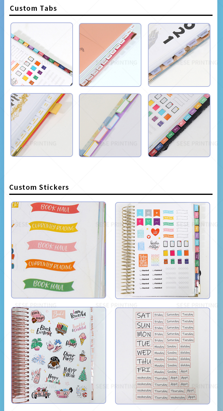 Custom Printing Spiral Notebook Yearly Weekly Daily Planners Organizer 10