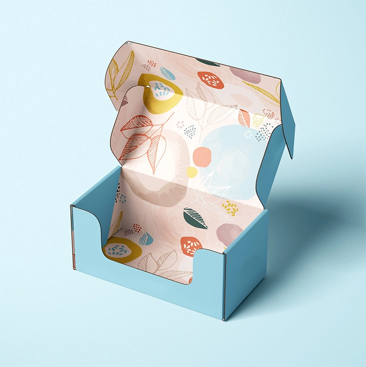 Custom Logo Cardboard Cartons Shipping Mailer Box Blue Cosmetic Mailing Corrugated Packaging Boxes 6