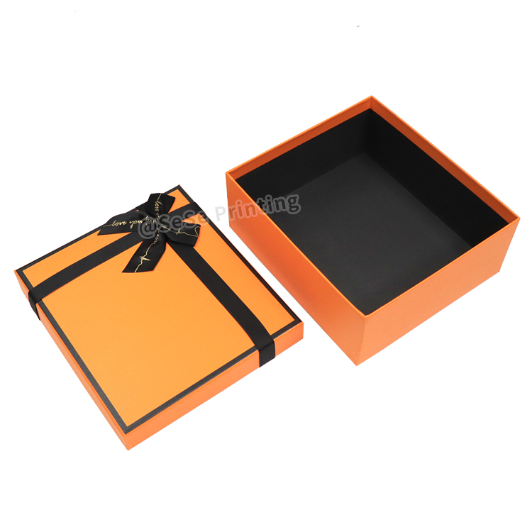 Custom Luxury Lid and Base Gift Cardboard Paper Packaging Box with Ribbon 7