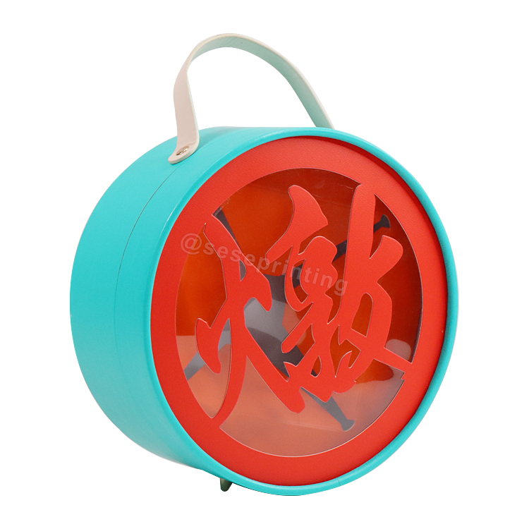 Luxury Custom Full Color Printing Cardboard Box New Design Gift Cylinder Packaging Round Window Box with Handle 6