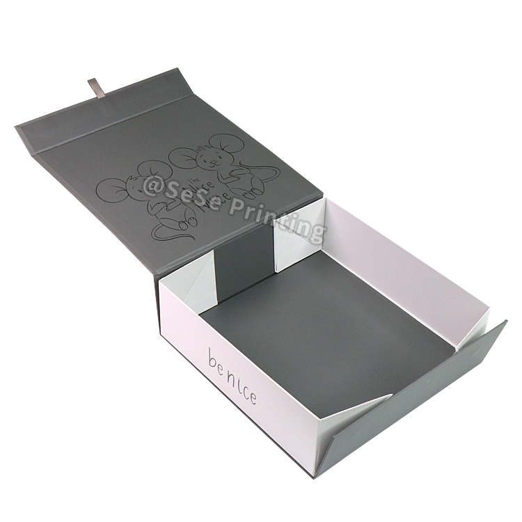 Custom Logo Paper Flat Packing Luxury Magnetic Gift Box Foldable Black Magnetic Gift Box 8