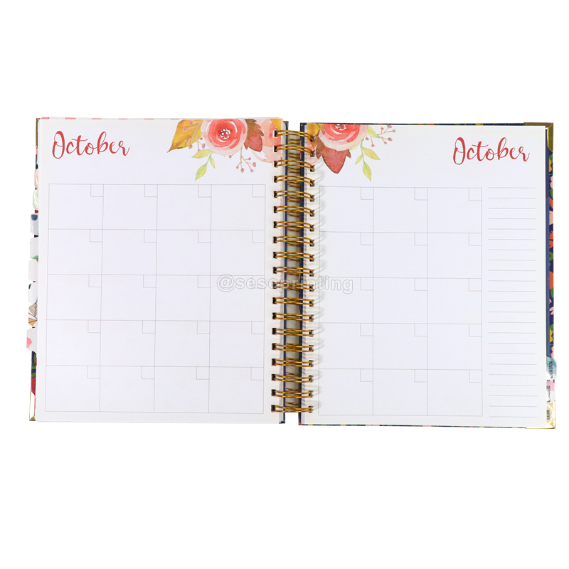 Personalized Custom Printed Spiral Wire 12 Month Daily Weekly Printing Made Hardcover Notebook Custom Planner Journal 7