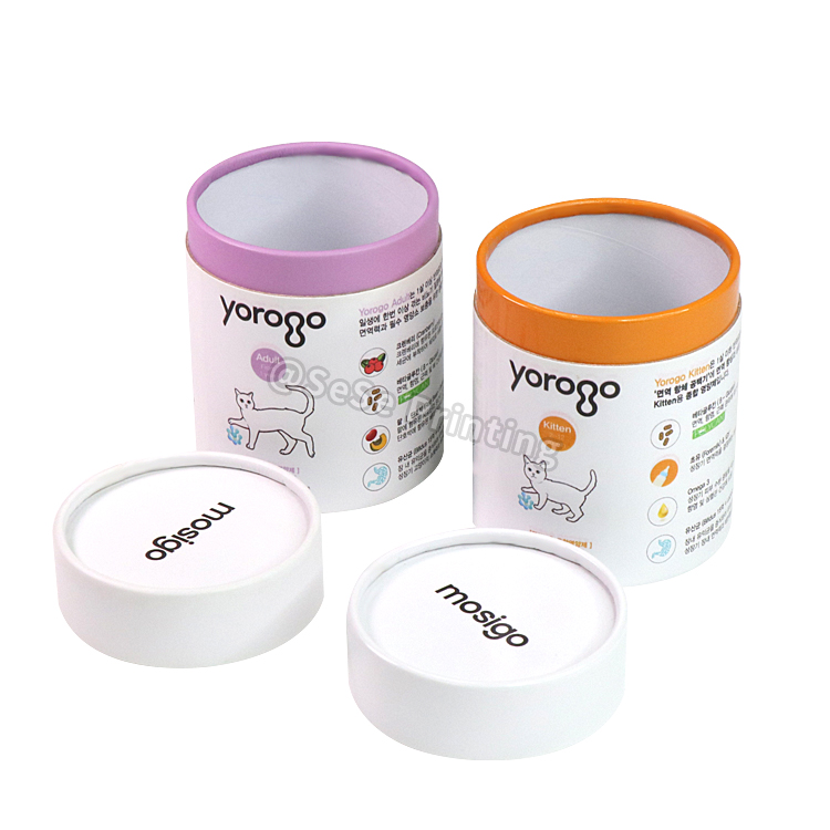 Customized Luxury Rigid Paper Round Tube Cat Food Packing Box Paperboard Cardboard Cylinder Gift Packaging Boxes 8