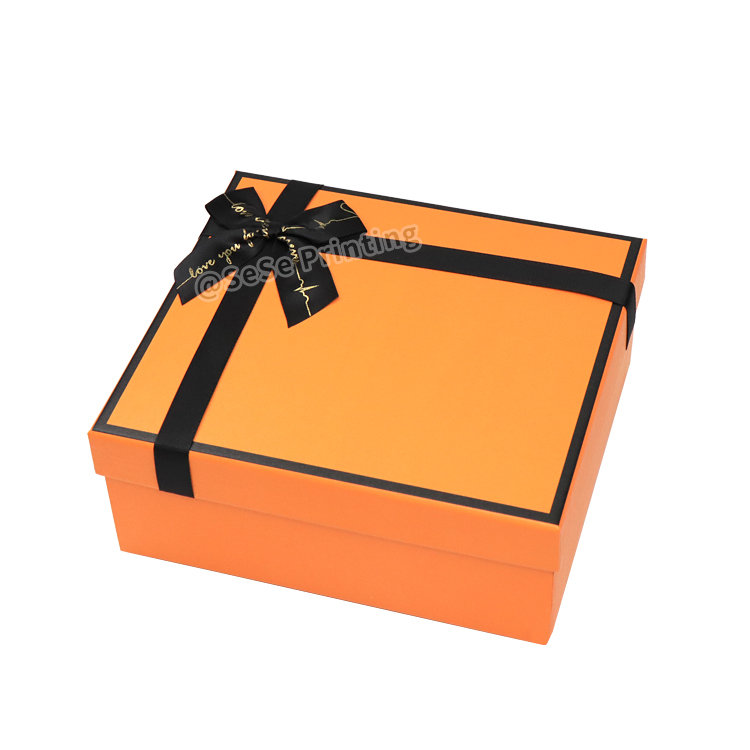 Custom Printing Clothing Packing with Ribbon Decoration Lid and Base Gift Packaging Paper Boxes 6