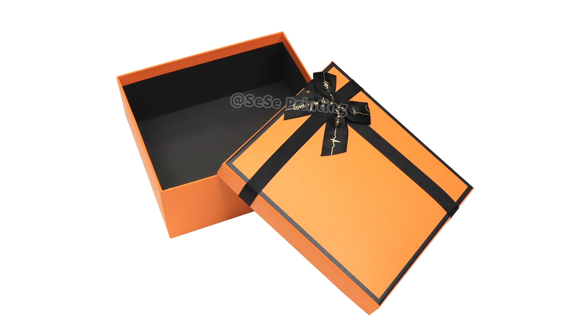 Custom Printing Clothing Packing with Ribbon Decoration Lid and Base Gift Packaging Paper Boxes 1