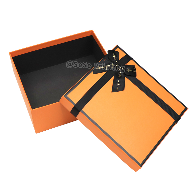 Custom Printing Clothing Packing with Ribbon Decoration Lid and Base Gift Packaging Paper Boxes 7