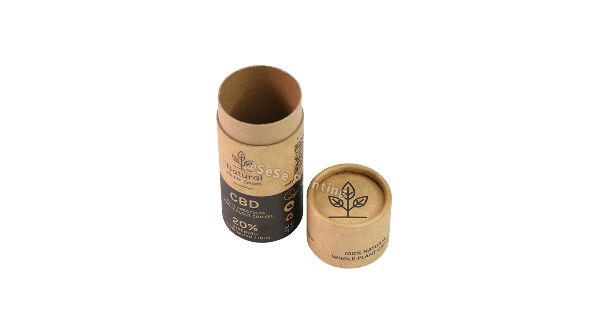 Custom Design Kraft Paper CBD Oil Packaging Cylinder Box Eco-friendly Round Paper Tube Box With Lid 1