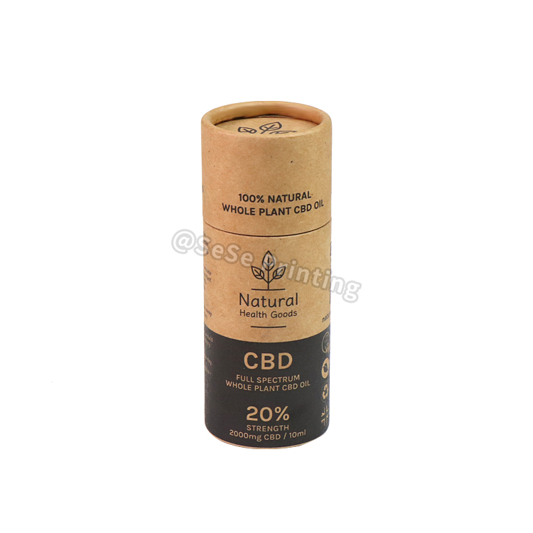 Custom Design Kraft Paper CBD Oil Packaging Cylinder Box Eco-friendly Round Paper Tube Box With Lid 6