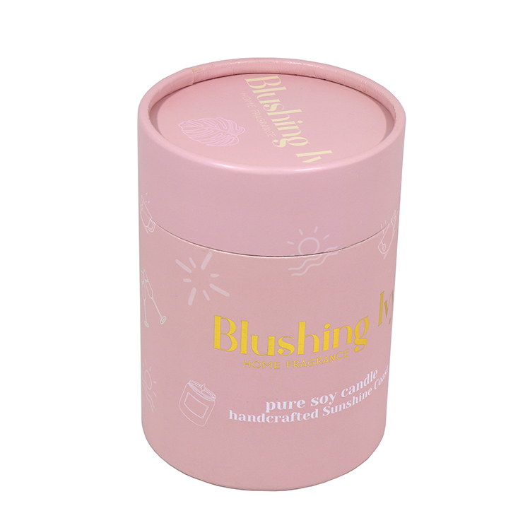 Custom Luxury Pink Tube Cylinder Cardboard Paper Box Tube Packaging For Candles 6