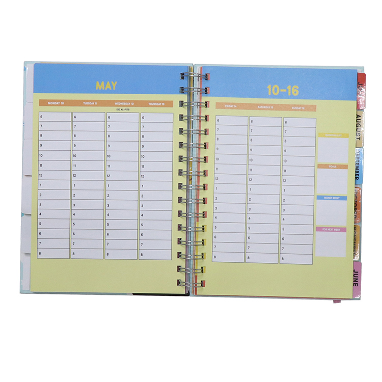 Printing Notebook A5 Spiral Journal Monthly Weekly Daily Planners 8
