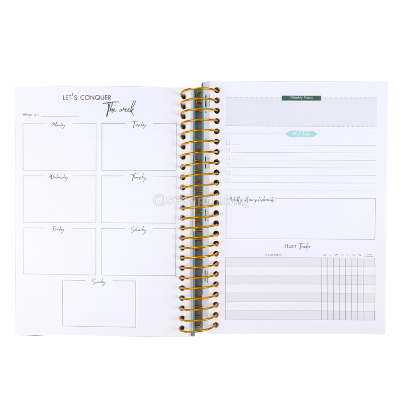 Best Custom Logo Spiral Weekly Diary Journal Life Planner Agenda Notebook - SeSe Printing 7