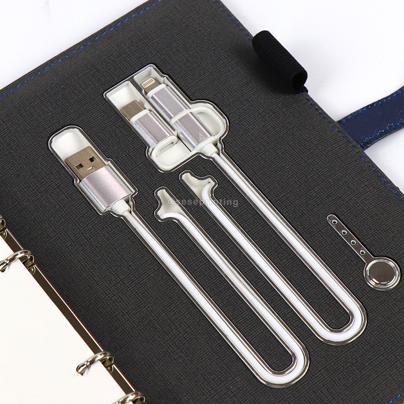 Custom Smart Wireless Charging Binder Planner Leather Notebook Diary 9