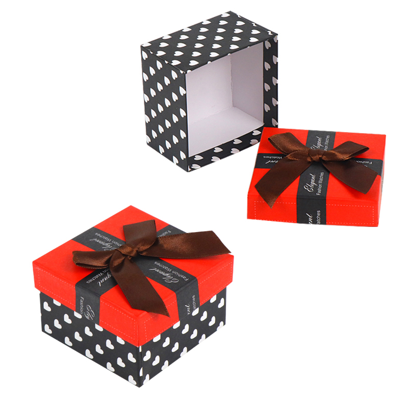 Custom Logo Rigid Cardboard Box Jewelry Packaging Gift Box with Ribbon 6