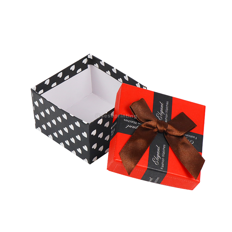 Custom Logo Rigid Cardboard Box Jewelry Packaging Gift Box with Ribbon 8