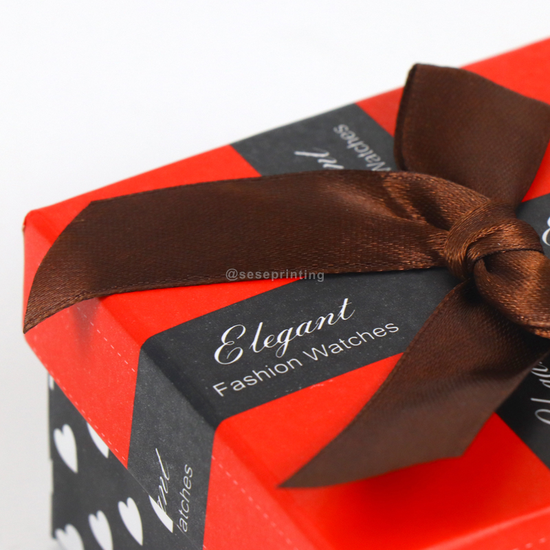 Custom Logo Rigid Cardboard Box Jewelry Packaging Gift Box with Ribbon 9
