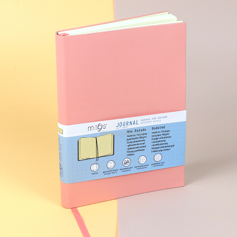 A5 Undated Diary 2023 Custom Logo Leather Journal Book Printing 6