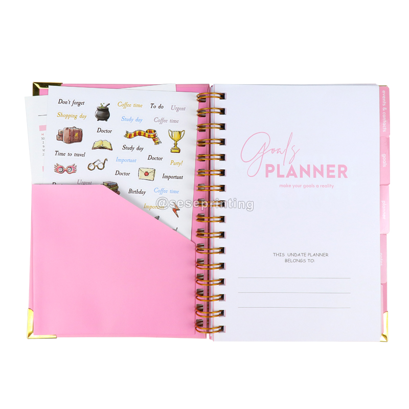 Custom Printing Journal Notebook A5 Pink Goal Planner Agenda 7