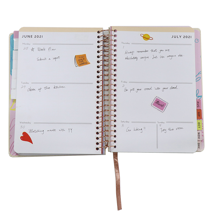 Custom Monthly Agenda Planner Printing Spiral Notebook Journal 7