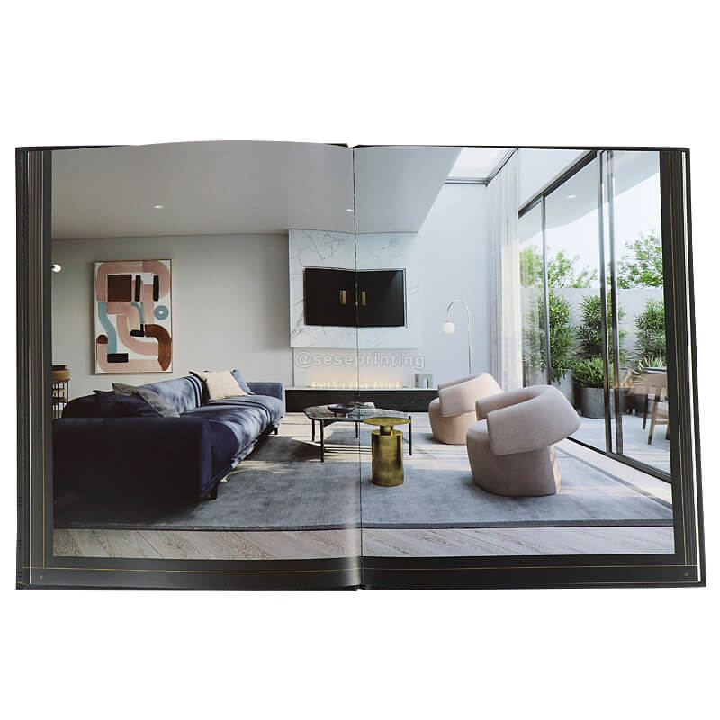 Custom Size Booklet Printing Hardcover Magazine with Gold Edges 7