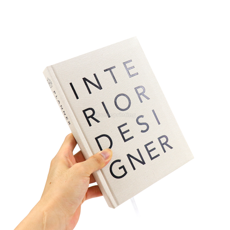 Custom Black Foil Logo Linen Notebook Hardcover Journal Planner 6