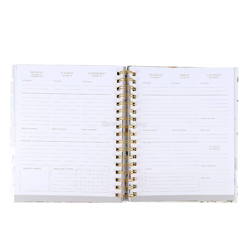 Daily Journal Custom A5 Hardcover Weekly Monthly Spiral Planner 7
