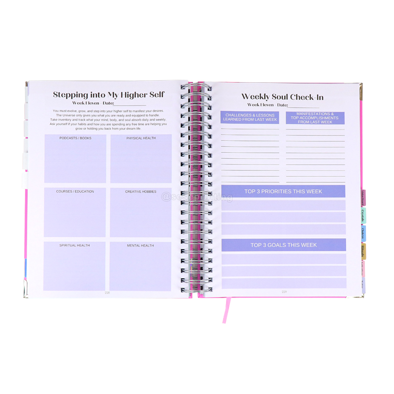 Custom Design Affirmation Journal Printing Spiral Daily Planner 7