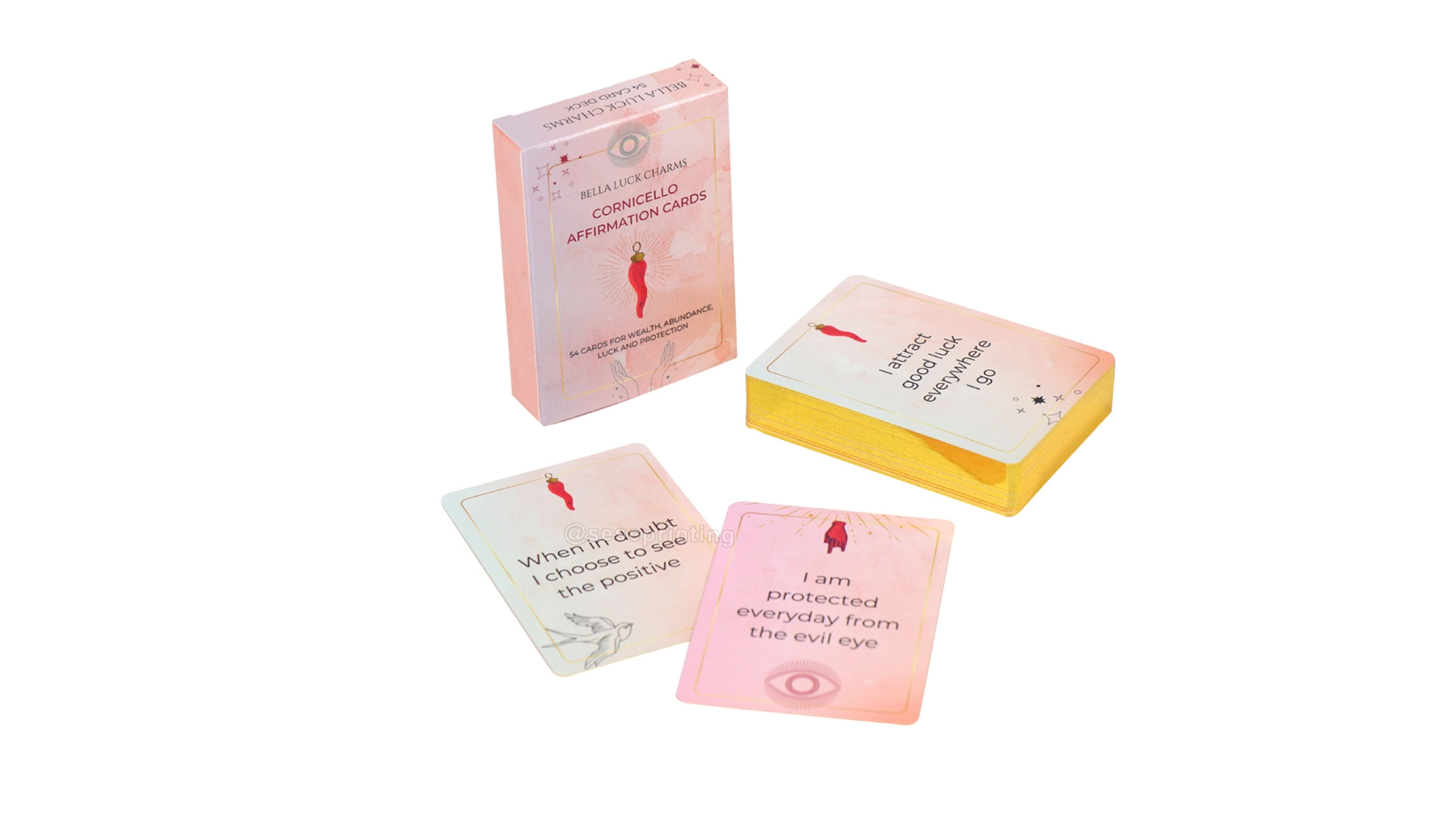 Printing Custom Gold Edges Inspire Positive Affirmation Card 1