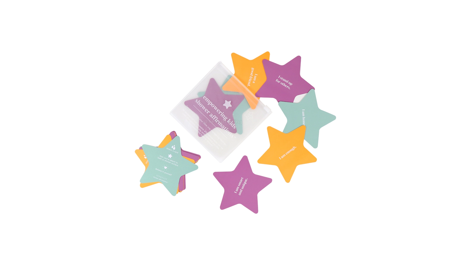 Affirmation Cards Printing Star Shape Waterproof Shower Game Card 1