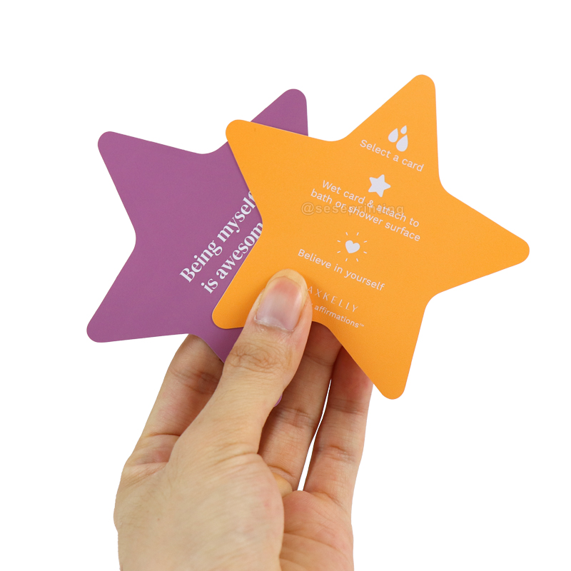 Affirmation Cards Printing Star Shape Waterproof Shower Game Card 8