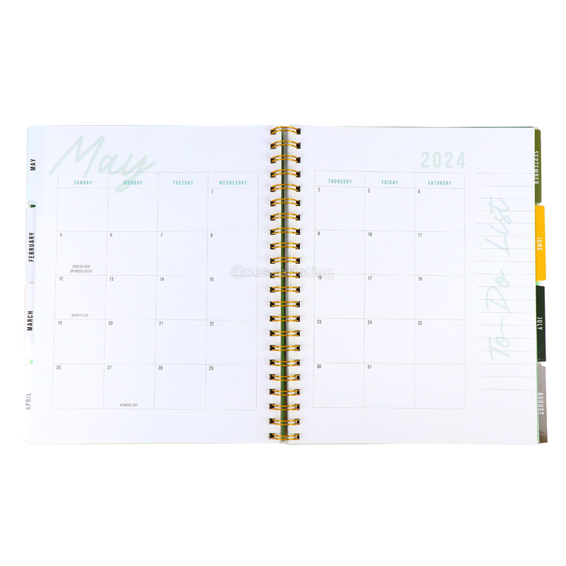 Custom PVC Cover Journal Printed Spiral Academic Student Planner 8