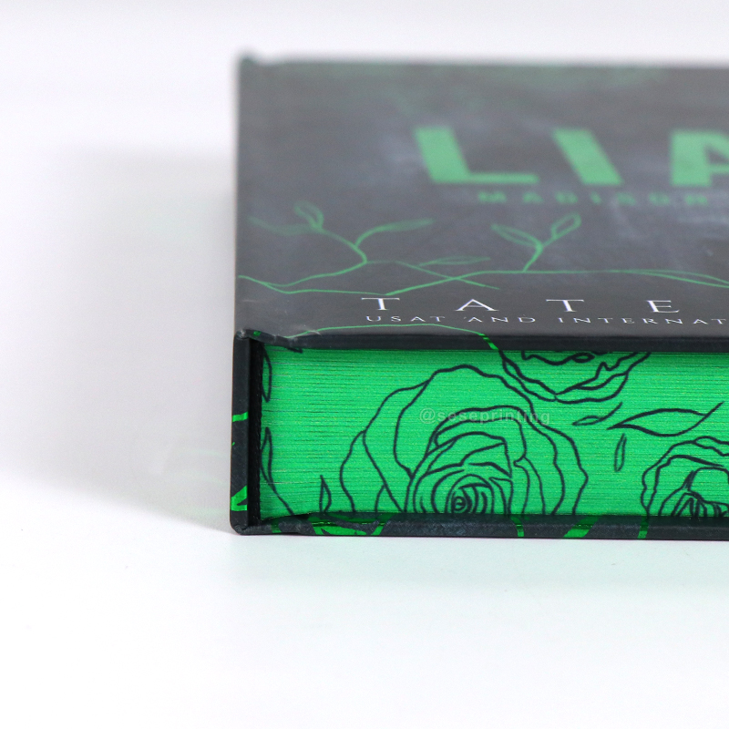 Green Foiled Hardback Book Printed End Pages with Sprayed Edges 10