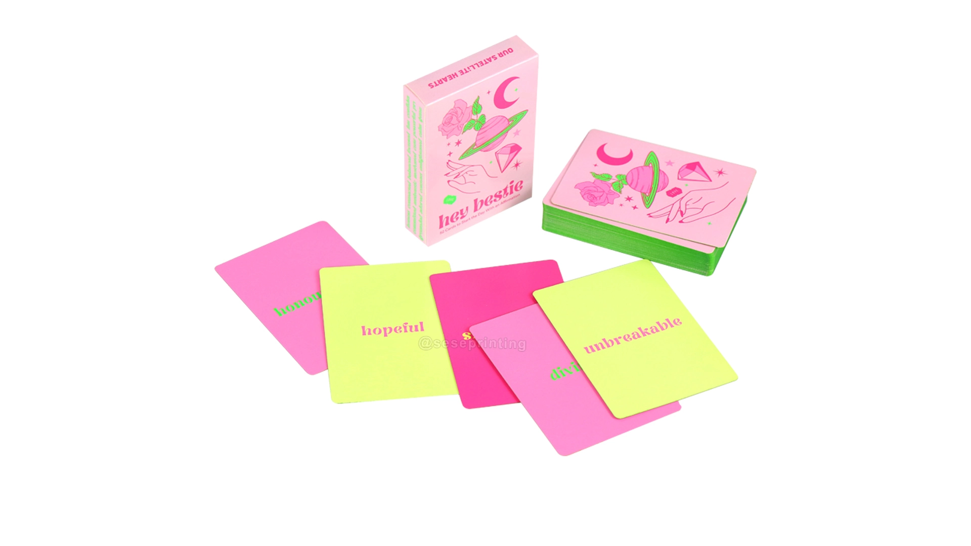 맞춤 인쇄, 가장자리 스프레이 처리된 52장 분량의 일일 긍정 확언 카드 세트 1