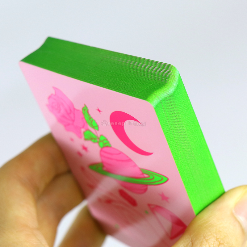 맞춤 인쇄, 가장자리 스프레이 처리된 52장 분량의 일일 긍정 확언 카드 세트 9