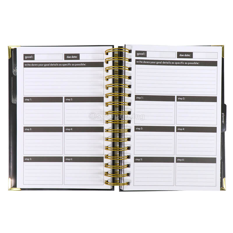 Custom Printing Spiral Notebook Goal Planner Agenda with Box 7
