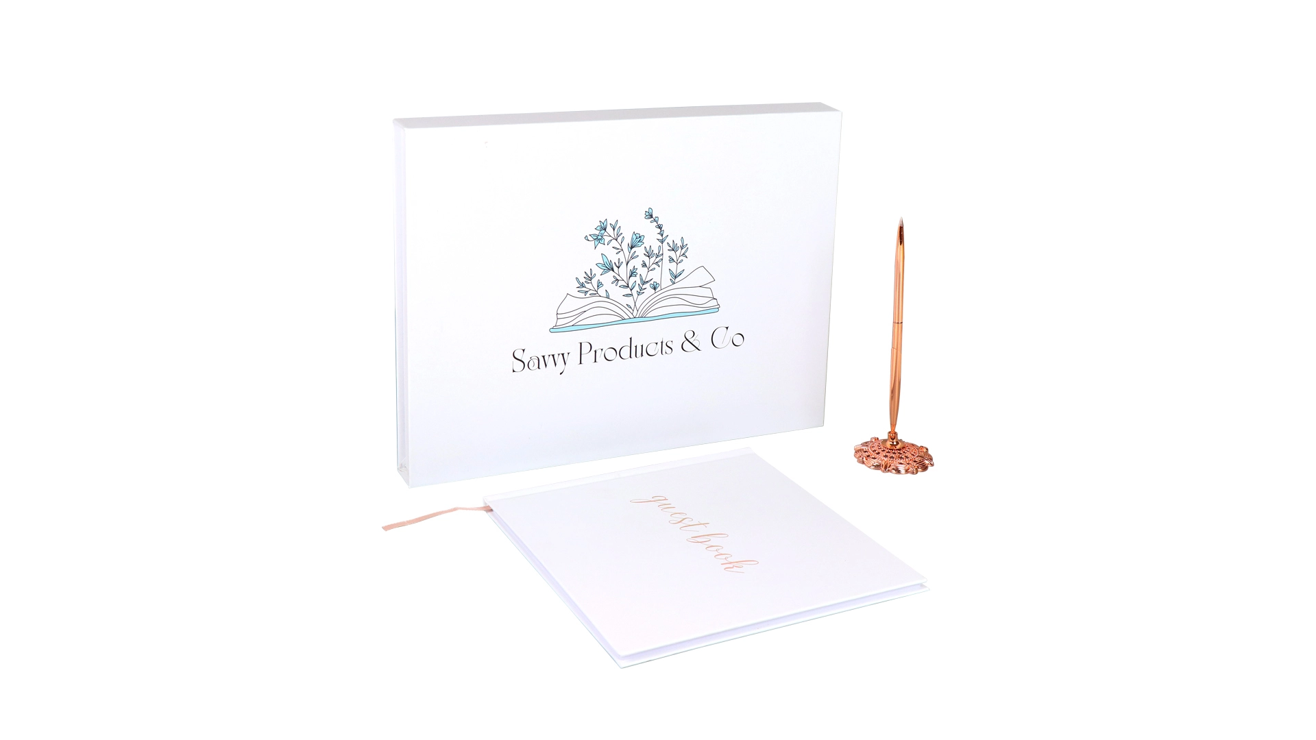 Custom Gold Foil Wedding Guestbook Memory Signature Guest Books with Pen Set 1