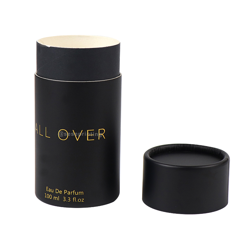 Black Cylinder Perfume Box Recycled Custom Paper Tube Packaging 8