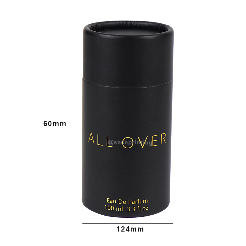 Black Cylinder Perfume Box Recycled Custom Paper Tube Packaging 6