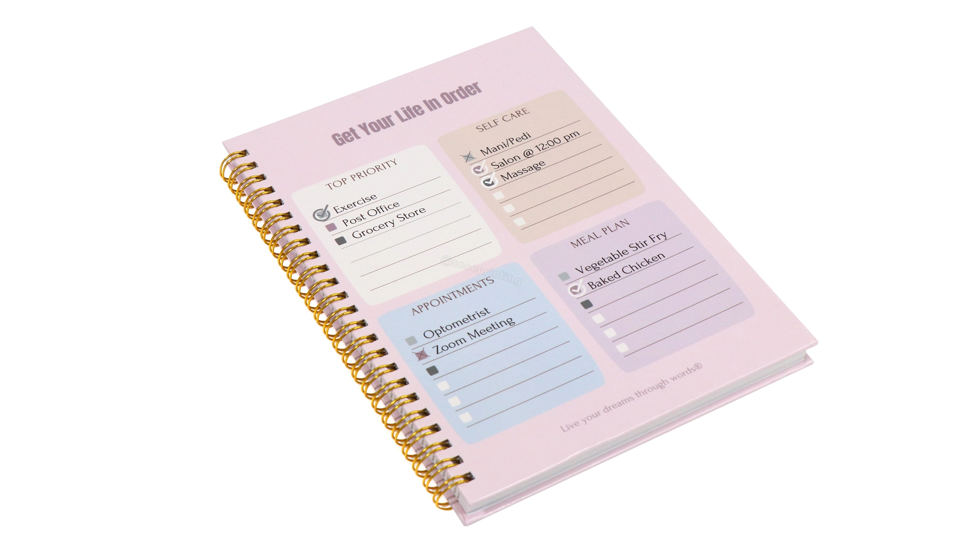 Custom Printing Planner Self Care Planner Spiral Meal Plan Journal 1