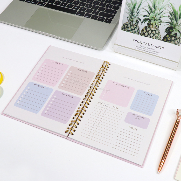 Custom Printing Planner Self Care Planner Spiral Meal Plan Journal 7