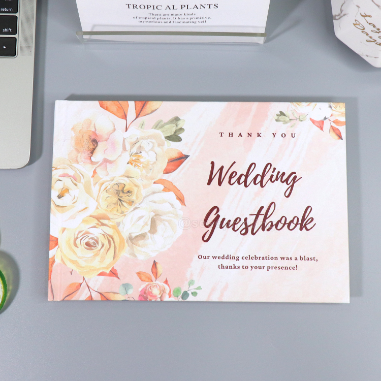 OEM Custom Memory Signed Guestbook Hot Stamping Hardcover Wedding Guest Book 6