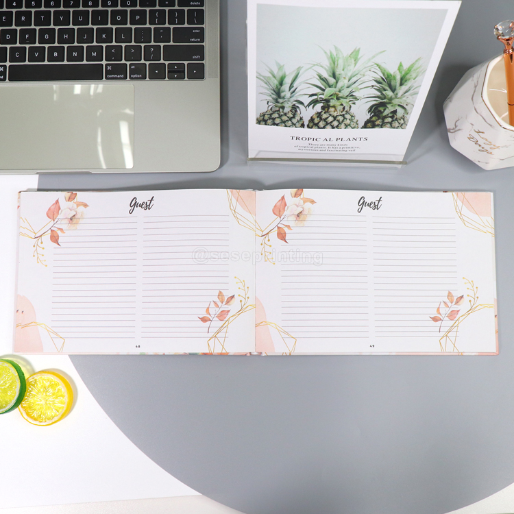 OEM Custom Memory Signed Guestbook Hot Stamping Hardcover Wedding Guest Book 7